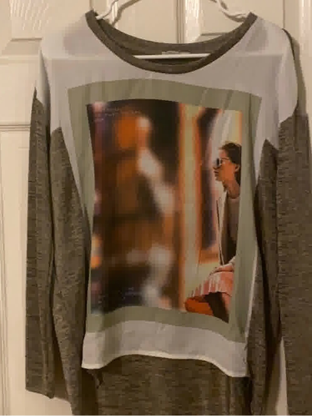 Zara Gray Crewneck Sweatshirt with Photo Panel